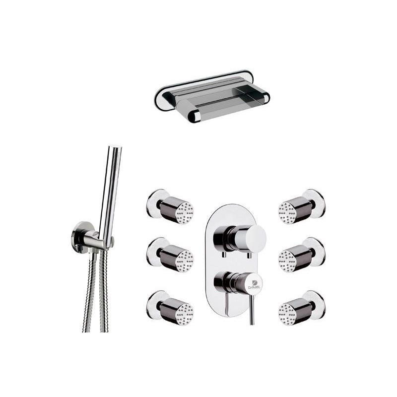 Set completo doccia minimal con supporto snodato lusso. Daniel Rubinetterie S20616ZCCR