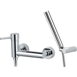 Rubinetto esterno dotato di doccia duplex, serie suvi caratterizzata da linee arrotondate e minimali Daniel Rubinetterie S206...
