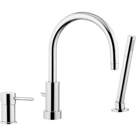 Rubinetto per bordo vasca made in italy serie suvi, dotato di doccetta minimale Daniel Rubinetterie S20691CR