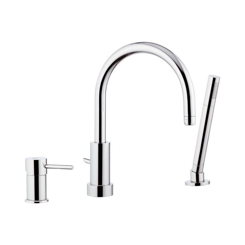 Rubinetto per bordo vasca made in italy serie suvi, dotato di doccetta minimale Daniel Rubinetterie S20691CR