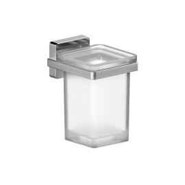 Porta spazzolini serie cubo con bicchiere in vetro satinato - fissaggio ad incollo o con viti Aquasanit A201100CR