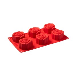 Stampo in silicone rosa fiorita 6 porzioni Pavonidea FR056