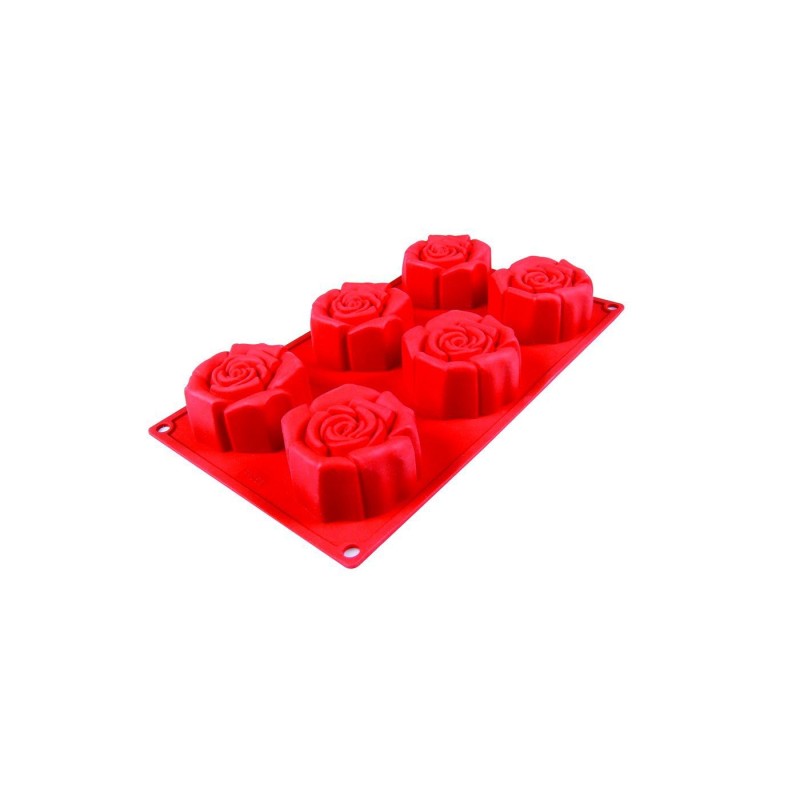 Stampo in silicone rosa fiorita 6 porzioni Pavonidea FR056