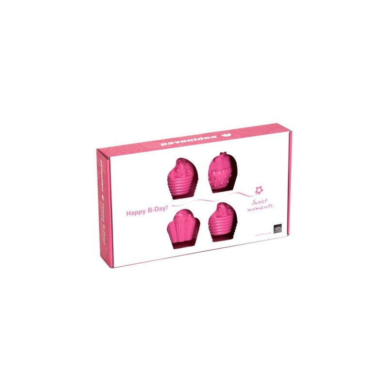 Stampo multiporzione con tre diversi soggetti, happy birthday 8 porzioni Pavonidea FR080