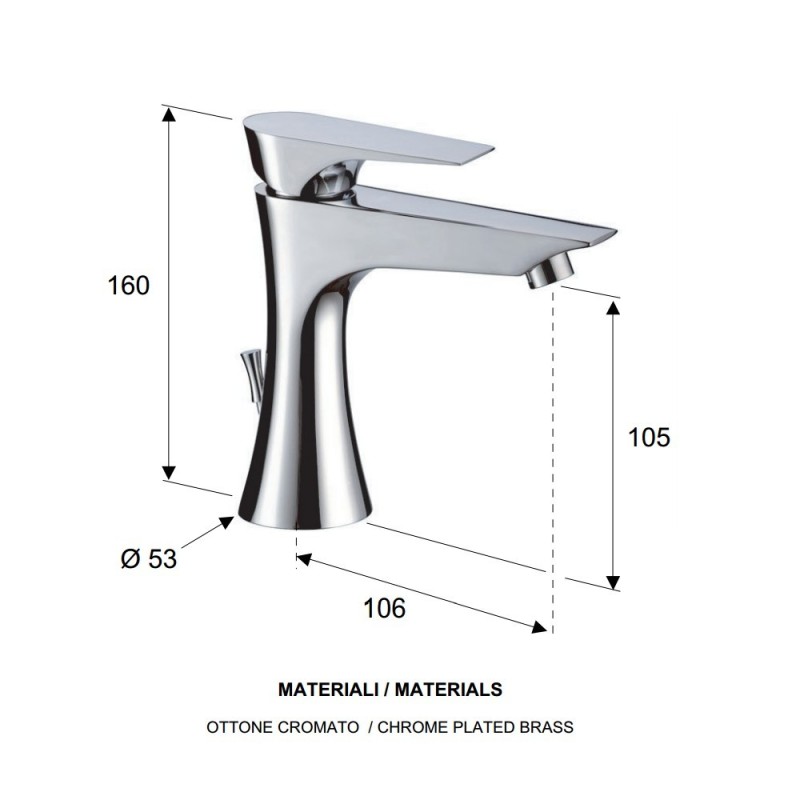 Diva rubinetto miscelatore per lavabo design moderno minimal Daniel Rubinetterie DV605CR