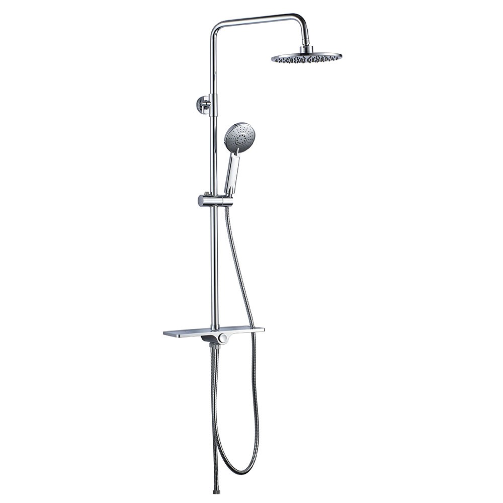 Colonna doccia cromata con doccino e mensola con deviatore - serie kyoto