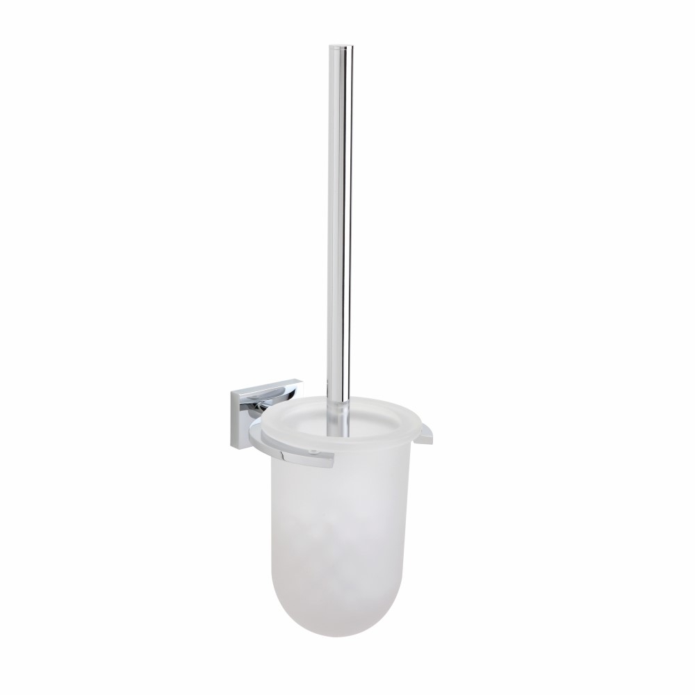 Smart - porta scopino cromato in vetro satinato