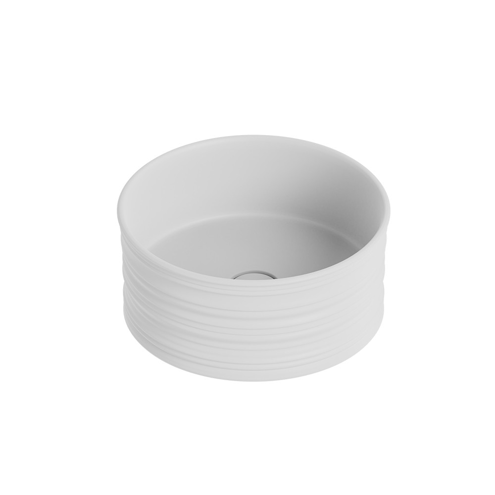 Lavabo d'appoggio tondo in ceramica da 40 cm bianco opaco - Serie Nordic