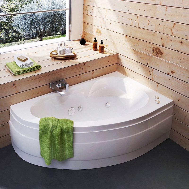 Vasca con idromassaggio angolare sinistra serie zaira con pannello