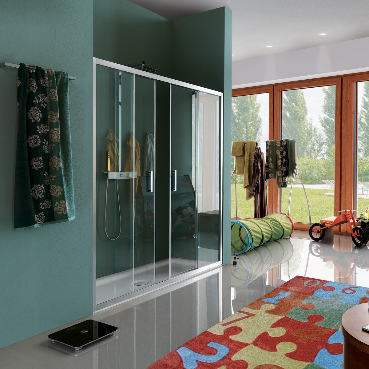 Nicchia doccia scorrevole 180 cm a 4 ante cristallo 6 mm