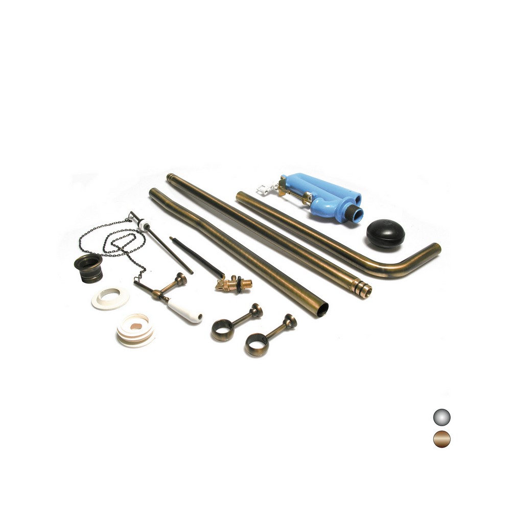 Set tubo e catena con meccanismo per cassetta alta antichizzata cromata vintage