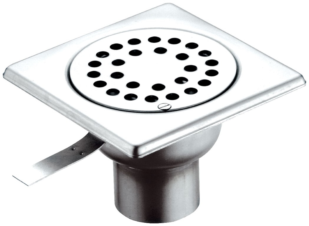 Piletta da pavimento sifonata in inox, cm 10x10
