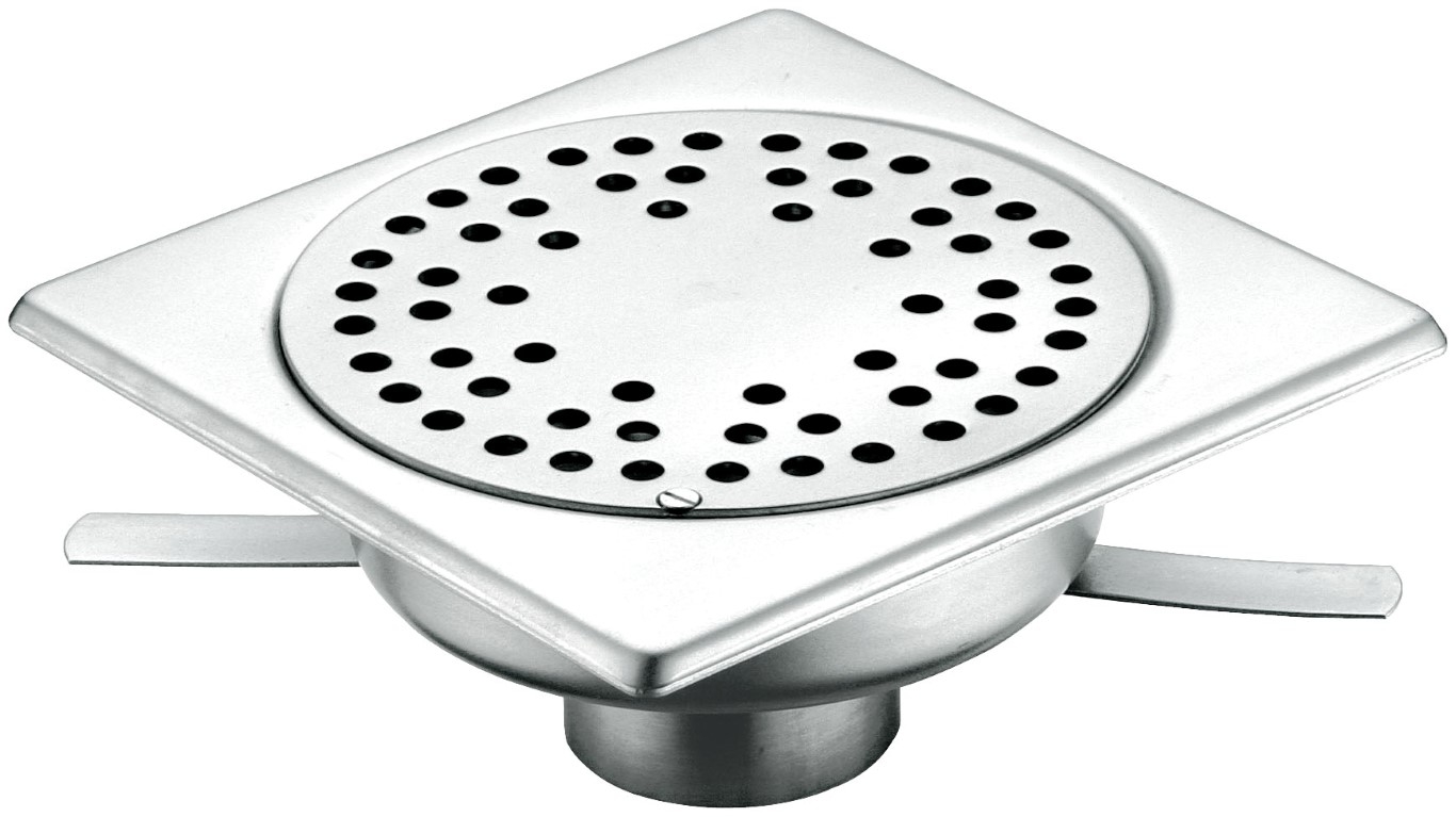 Piletta da pavimento sifonata in inox, cm 15x15
