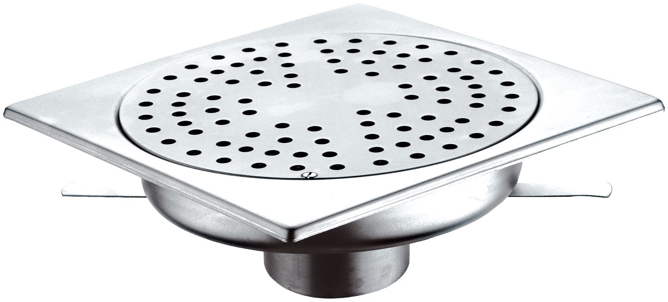 Piletta da pavimento sifonata in inox, cm 20x20